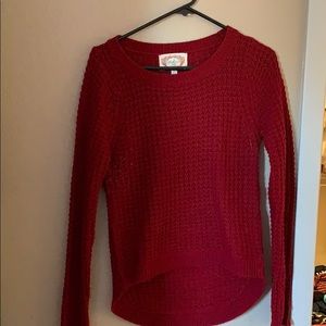 red knitted sweater